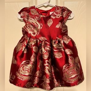 Children's Place Toddler Girl Dress Size 12-18 Months Burgundy and gold.